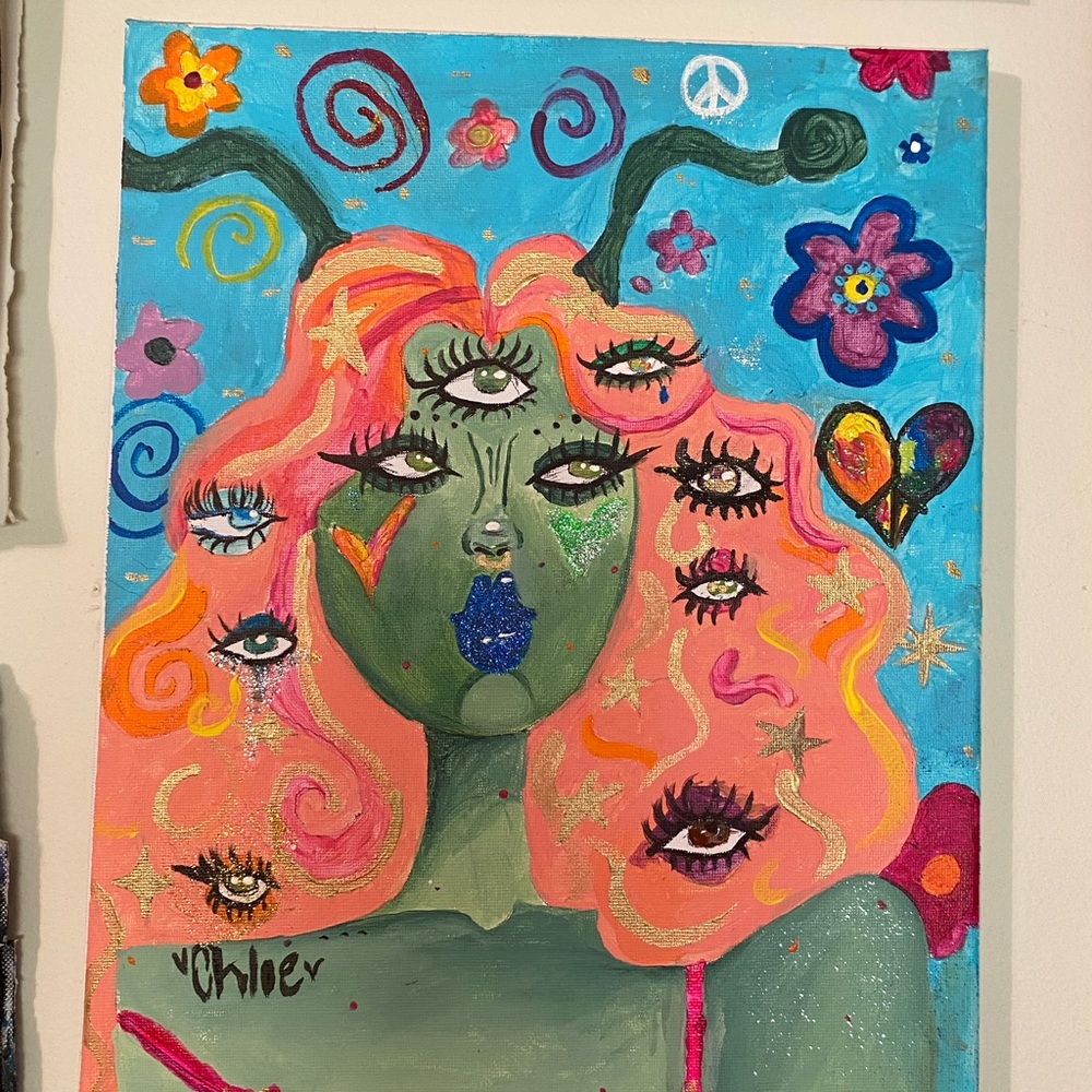 Green and Pink Abstract Painting
